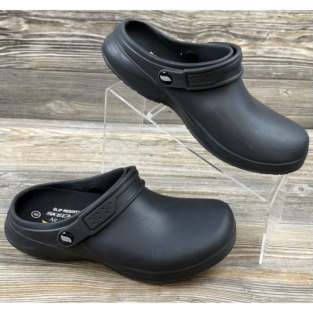 Skechers Work Arch Fit Riverbound SR Slip Resistant Black Clogs Mens 8